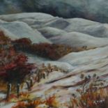Margaret Boyd (1920-1985) "Scottish Borders Hill Scene" Acrylic, signed lower right, 29cm x 29cm,