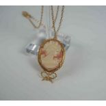 9ct Gold Mounted Cameo Pendant, Stamped 375, on a 9ct gold chain, gross weight 8.1 grams