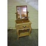 Modern Bedside Table, 61cm high, 51cm wide, also with a Victorian toilet mirror, (2)