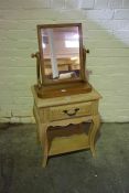 Modern Bedside Table, 61cm high, 51cm wide, also with a Victorian toilet mirror, (2)