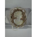 9ct Gold Mounted and Seed Pearl Cameo Pendant, The cameo measuring 2cm, stamped 9ct and 375 to