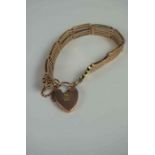 9ct Gold Padlock Bracelet, Stamped 9ct to padlock and link, 15.4 grams