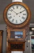 Victorian Walnut Marquetry Drop Dial Wall Clock, 76cm high, Lacking pendulum