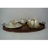 Part Royal Albert China Tea Service, 15 pieces, On an inlaid mahogany serving tray, (16)