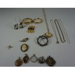 Mixed Lot of Decorative Jewellery, To include photo pendants, rings, cameo brooch, bangles etc