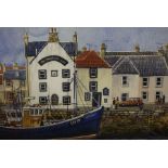 John F Martin (1970-2006) "Eyemouth Harbour" Watercolour, signed and titled, 29cm x 41cm, framed