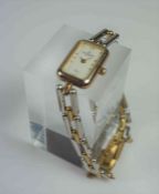 Two Bi-Metal Ladies Wristwatches by Michel Herbelin, One example having a faux mother of pearl dial,