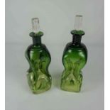Pair of Green Glass Decanters with Stoppers, circa late 19th / early 20th century, 28cm high, (2)