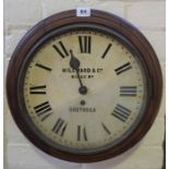 Millward & Co, Kings Road Southsea, Mahogany Cased Railway Wall Clock, circa early 20th century, a/