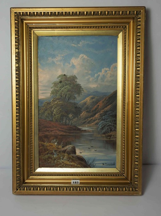 R.Marshall (British) "Loch Lochy" Oil on Canvas, signed lower right, 49cm x 29.5cm, in gilt frame - Image 2 of 3