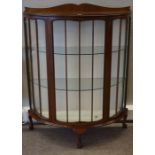 Vintage Walnut China Cabinet, Enclosing glass shelves, 129cm high, 100cm wide