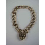 9ct Gold Padlock Bracelet, Stamped 375 to padlock and links,17.9 grams