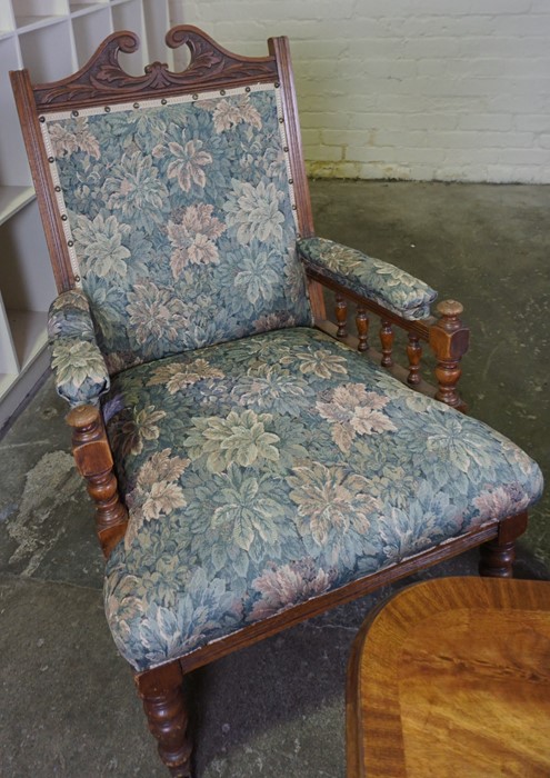Art Nouveau Mahogany Parlour Armchair, Having later upholstery, raised on castors, with a similar - Image 2 of 3