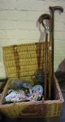 Quantity of Sundries, To include an oil lamp, cufflinks, walking stick with silver mount, shooting