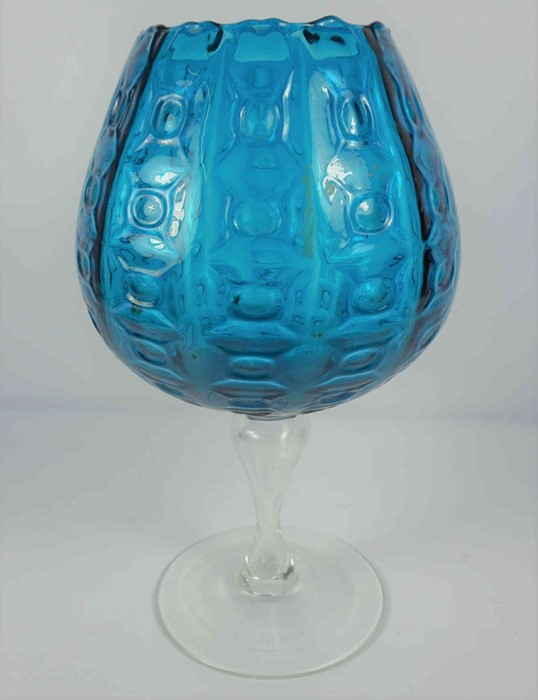 Blue Glass Vase, Modelled as a goblet, raised on a circular foot, 39cm highCondition reportIn our