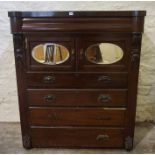 Vintage Mahogany Chest of Drawers, Having two doors above four drawers, 137cm high, 116cm wide, 53cm