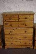 Six Pieces of Modern Pine Bedroom Furniture, To include a chest of drawers and bedside cabinets, (