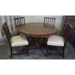 William IV Mahogany Breakfast Table, Having a snap action circular top, raised on a cylindrical