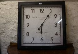Large Battery Operated Wall Clock, Marked for North Yorkshire Moors Railway by Goathland, 67cm high,