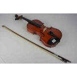 Violin by Primavera, 60cm long, with bow, in fitted case
