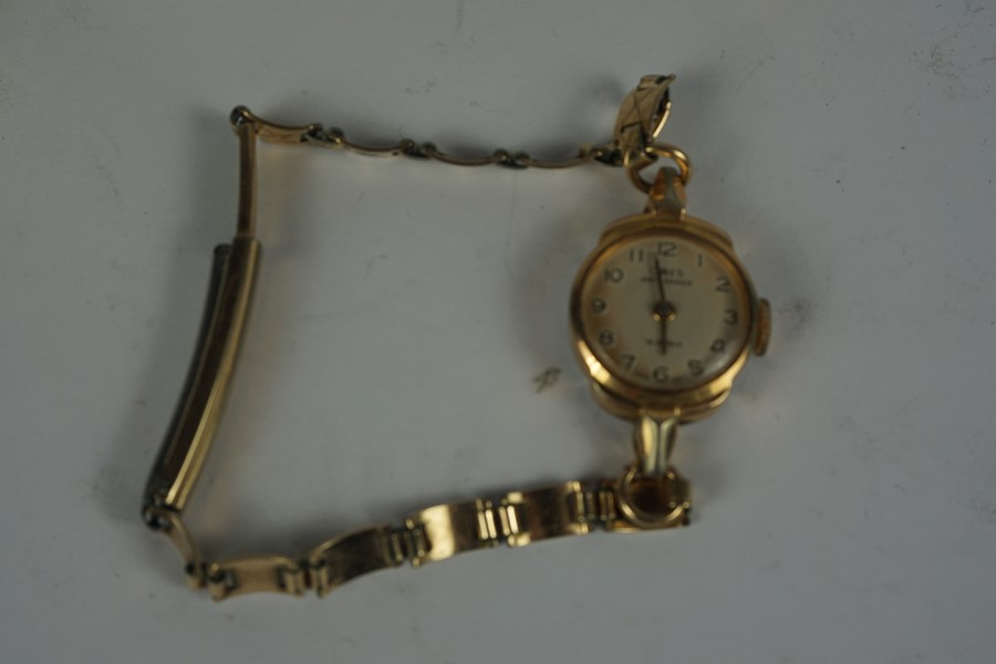 9ct Gold Backed Ladies Wristwatch, Also with a rolled gold full hunter pocket watch by Adonis U.S.A, - Image 2 of 4