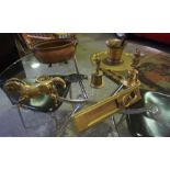 Quantity of Brass and Gilt Metal Wares, To include horse brasses, bells, door plate, mortar and