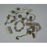 Quantity of Silver Jewellery, To include rings, locket, pendants, chains etc, gross weight