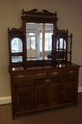 Mahogany Mirror Back Sideboard, circa early 20th century, the mirror back is raised on turned