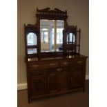 Mahogany Mirror Back Sideboard, circa early 20th century, the mirror back is raised on turned