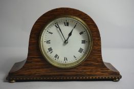 Oak Cased Mantel Clock, Having a French movement, 14cm high