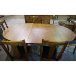 Composite Dining Room Suite, Comprising of an oak court cupboard, extending oak dining table, with