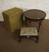 Mahogany Footstool, Having a needlepoint top, also with a coffee table and a Lloyd Loom style
