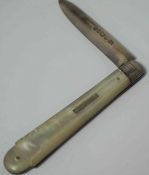 Victorian Silver Bladed Fruit Knife, Hallmarks for Thomas Marples, Sheffield 1868-69, having a