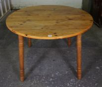 Pine Circular Table, 74cm high, 103cm wide