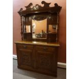 Oak Mirror Back Sideboard, circa early 20th century, Having a mirror back above two small drawers