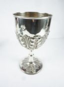 Edward VII Large Silver Cup, Hallmarks for Daniel & Arter Birmingham 1906, Decorated with embossed