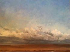 Louisa Trotter (British, B.1982) "Holy Island Clouds", oil on board, signed and dated '19 to lower
