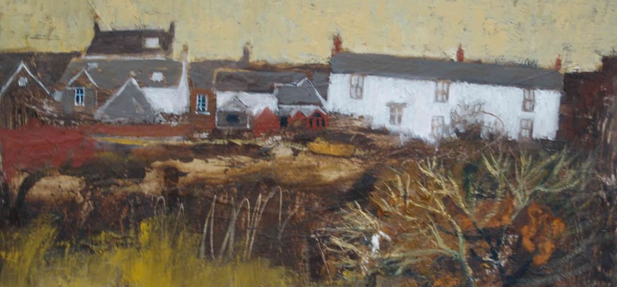 Helen Tabor (British, B.1960) "Back of the Village", oil on board, signed to lower left, artist