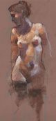 Derek Jones (English, B.1945) "Rebekah", pastel, signed, 45cm x 23cm (Framed 62cm x 43cm). Nude