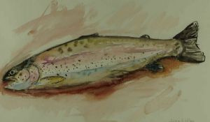 Selina Wilson (British, B.1986) "Rainbow Trout", watercolour on paper, signed to lower right, signed