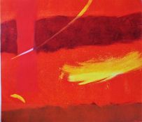 Stephen Ratomski DA Edin (Scottish, B.1948) "Lines Arcing Through Evening Glow", monotype, signed to