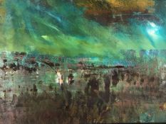 Fiona Matheson BA(Hons) (Scottish, B.1964) "Peaty Fields", mixed media, signed to lower right,