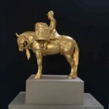 Frippy Jameson (British, B.1978) "Drumhorse in Gold", 24 Carat European Gold & Bronze on Portland