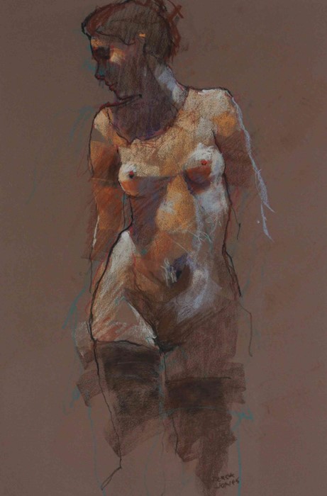 Derek Jones (English, B.1945) "Rebekah", pastel, signed, 45cm x 23cm (Framed 62cm x 43cm). Nude - Image 3 of 4