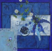 Janet Cleghorn BA(Hons) (Scottish, B.1973) "Summer Blues", acrylic on wood panel, signed lower