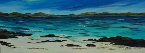 Anne White (Scottish, B.1960) "Traigh Ban, Iona", acrylic, signed to lower right, signed and dated