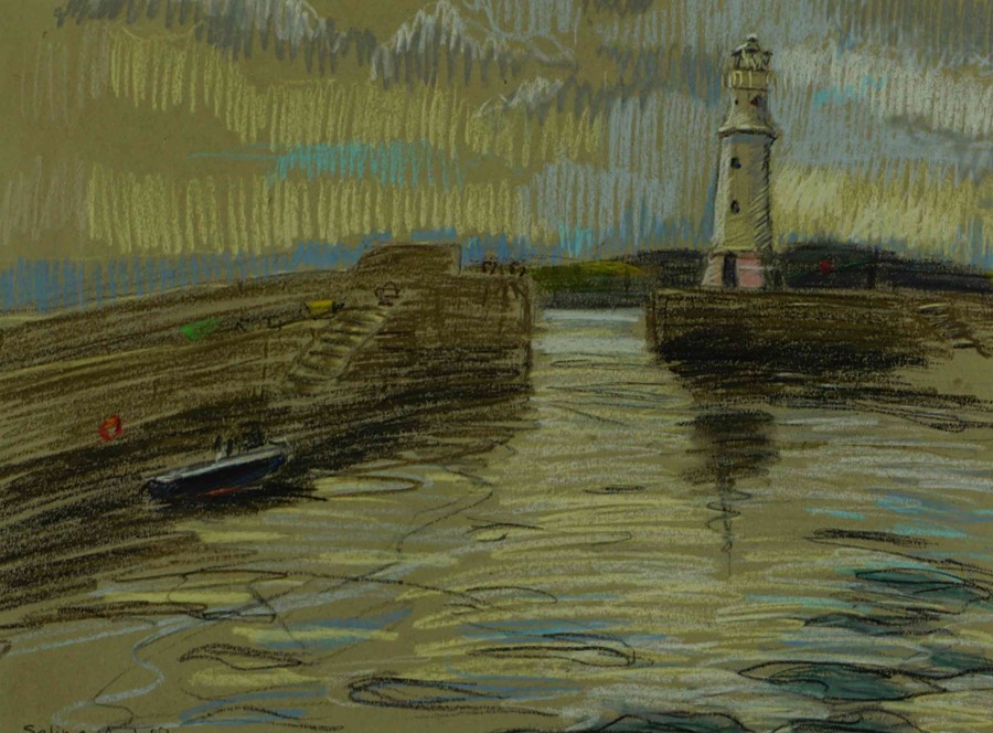 Selina Wilson (British, B.1986) "Newhaven Quay, Edinburgh", pastel on paper, signed to lower left, - Image 3 of 6