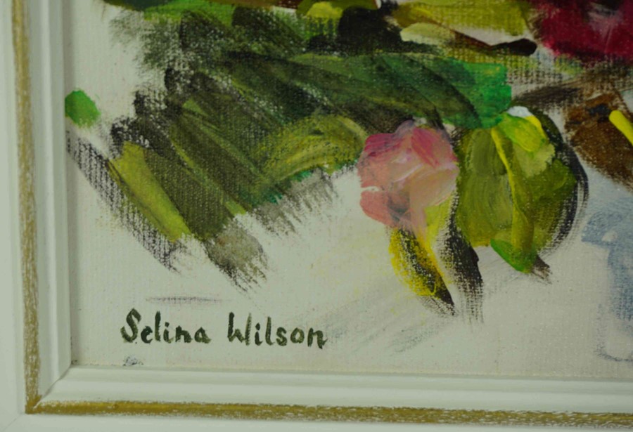 Selina Wilson (British, B.1986) "Wild Roses", acrylic on canvas, signed to lower left, titled, - Image 3 of 7