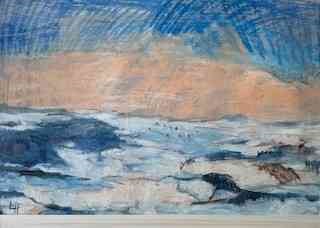 Lida Hatrick (Czech/Scottish, B.1950) "Eildons from Westruther", oil pastel & oil on board, initials - Image 10 of 10