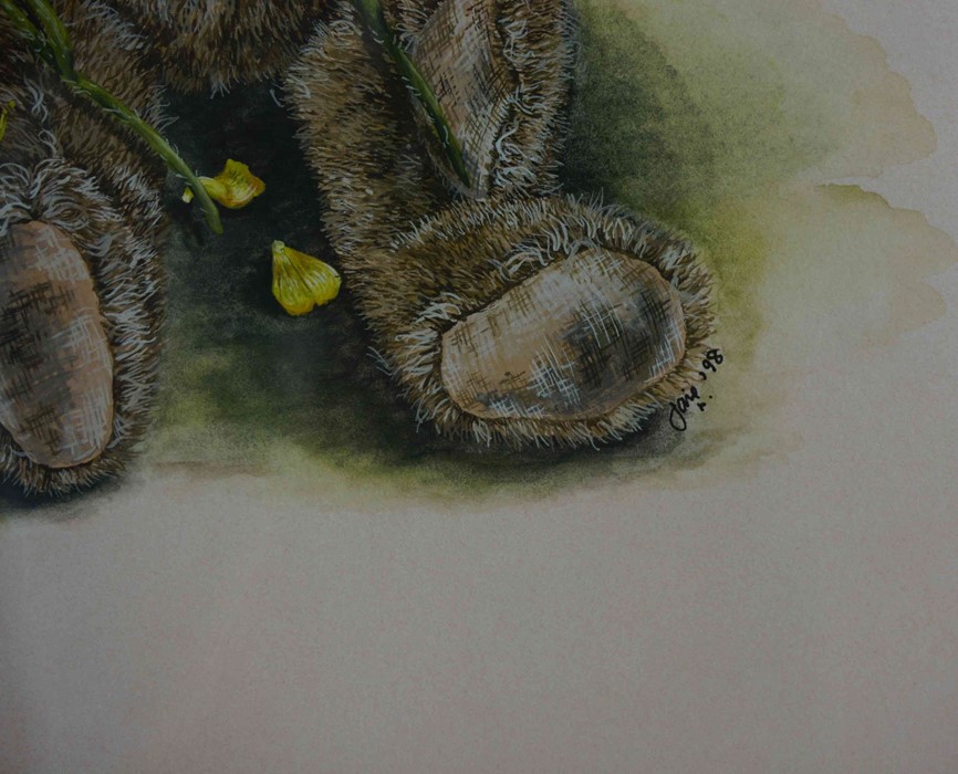 Jane Harbottle (British, B.1963) "Humphrey Buttercup Bear", gouache on watercolour board, signed, - Image 3 of 6